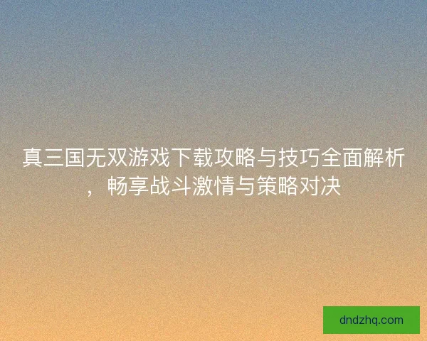 真三国无双游戏下载攻略与技巧全面解析，畅享战斗激情与策略对决