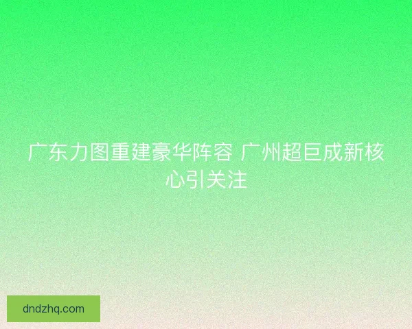 广东力图重建豪华阵容 广州超巨成新核心引关注