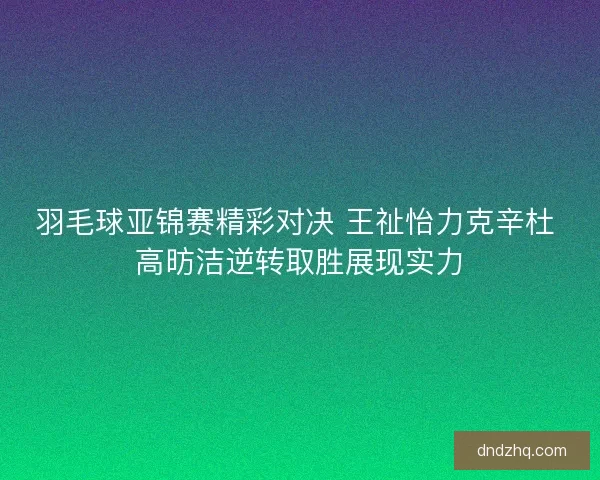 羽毛球亚锦赛精彩对决 王祉怡力克辛杜 高昉洁逆转取胜展现实力